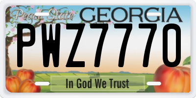 GA license plate PWZ7770