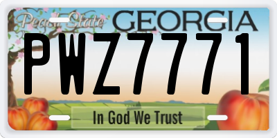 GA license plate PWZ7771