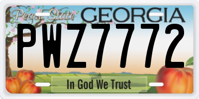 GA license plate PWZ7772