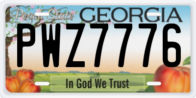 GA license plate PWZ7776