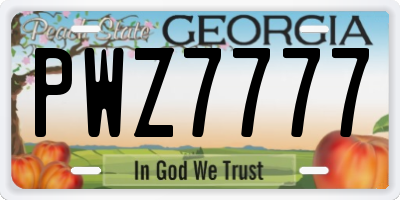 GA license plate PWZ7777