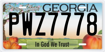 GA license plate PWZ7778