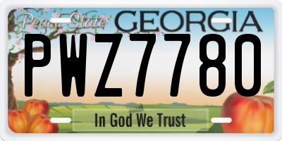 GA license plate PWZ7780