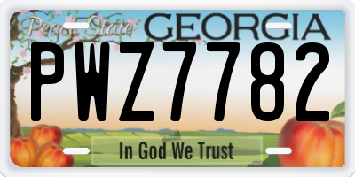 GA license plate PWZ7782