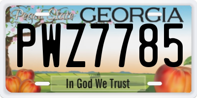 GA license plate PWZ7785