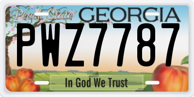 GA license plate PWZ7787