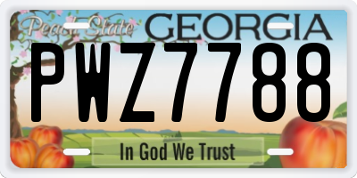 GA license plate PWZ7788