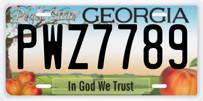 GA license plate PWZ7789