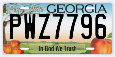 GA license plate PWZ7796