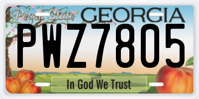 GA license plate PWZ7805