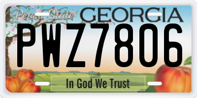 GA license plate PWZ7806