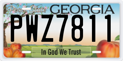 GA license plate PWZ7811