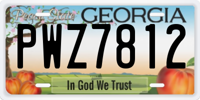 GA license plate PWZ7812