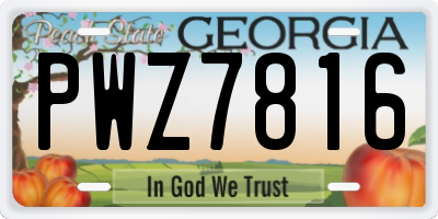 GA license plate PWZ7816