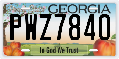 GA license plate PWZ7840