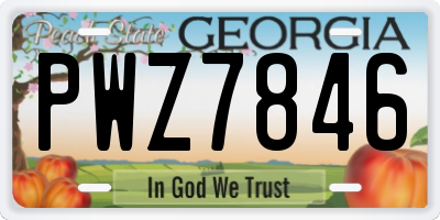 GA license plate PWZ7846