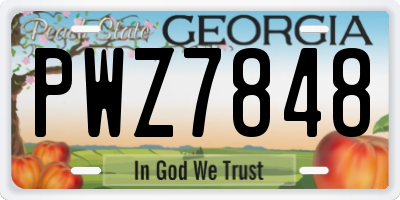 GA license plate PWZ7848