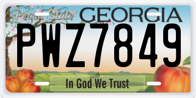 GA license plate PWZ7849