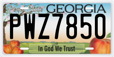GA license plate PWZ7850