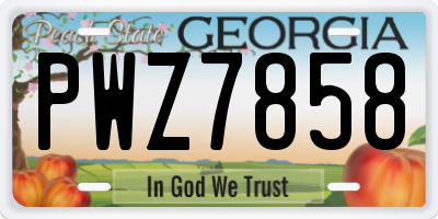 GA license plate PWZ7858