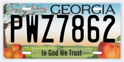 GA license plate PWZ7862
