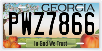 GA license plate PWZ7866