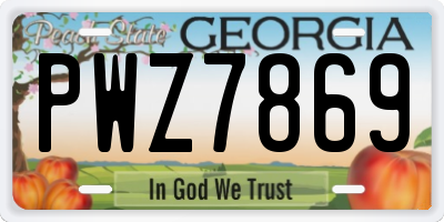 GA license plate PWZ7869