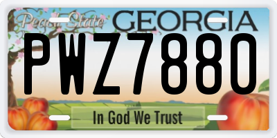 GA license plate PWZ7880