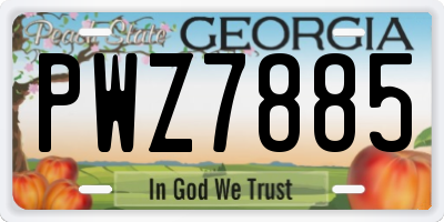 GA license plate PWZ7885
