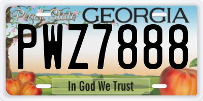 GA license plate PWZ7888