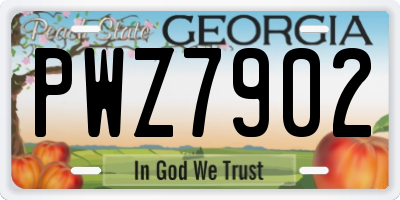 GA license plate PWZ7902