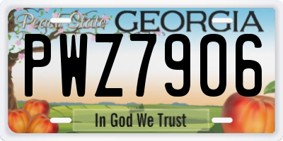 GA license plate PWZ7906