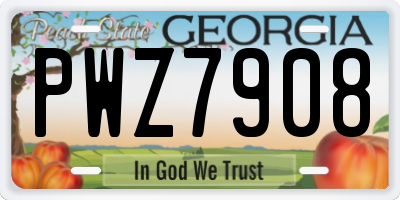 GA license plate PWZ7908