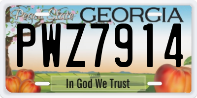 GA license plate PWZ7914