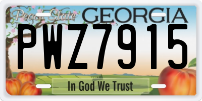 GA license plate PWZ7915