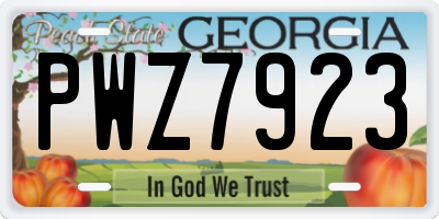 GA license plate PWZ7923