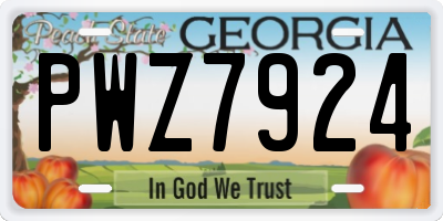 GA license plate PWZ7924