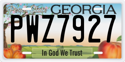 GA license plate PWZ7927