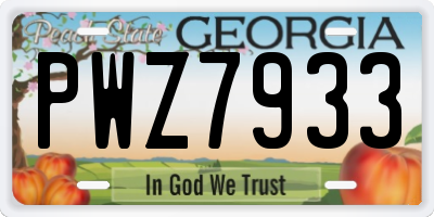 GA license plate PWZ7933
