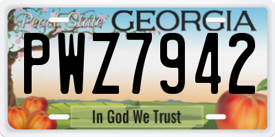 GA license plate PWZ7942
