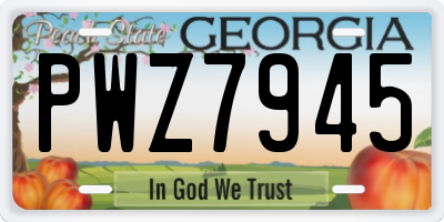 GA license plate PWZ7945