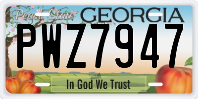 GA license plate PWZ7947