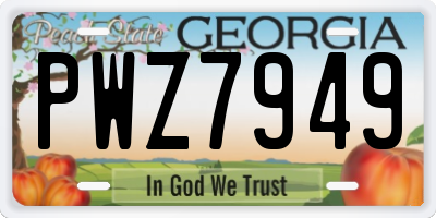 GA license plate PWZ7949