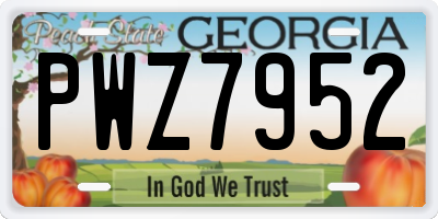 GA license plate PWZ7952