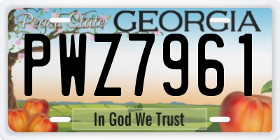 GA license plate PWZ7961