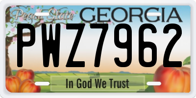 GA license plate PWZ7962