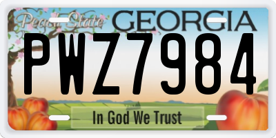 GA license plate PWZ7984