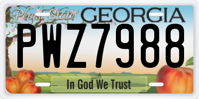 GA license plate PWZ7988