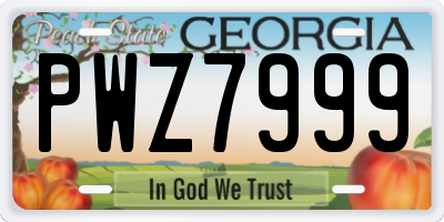 GA license plate PWZ7999