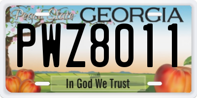 GA license plate PWZ8011